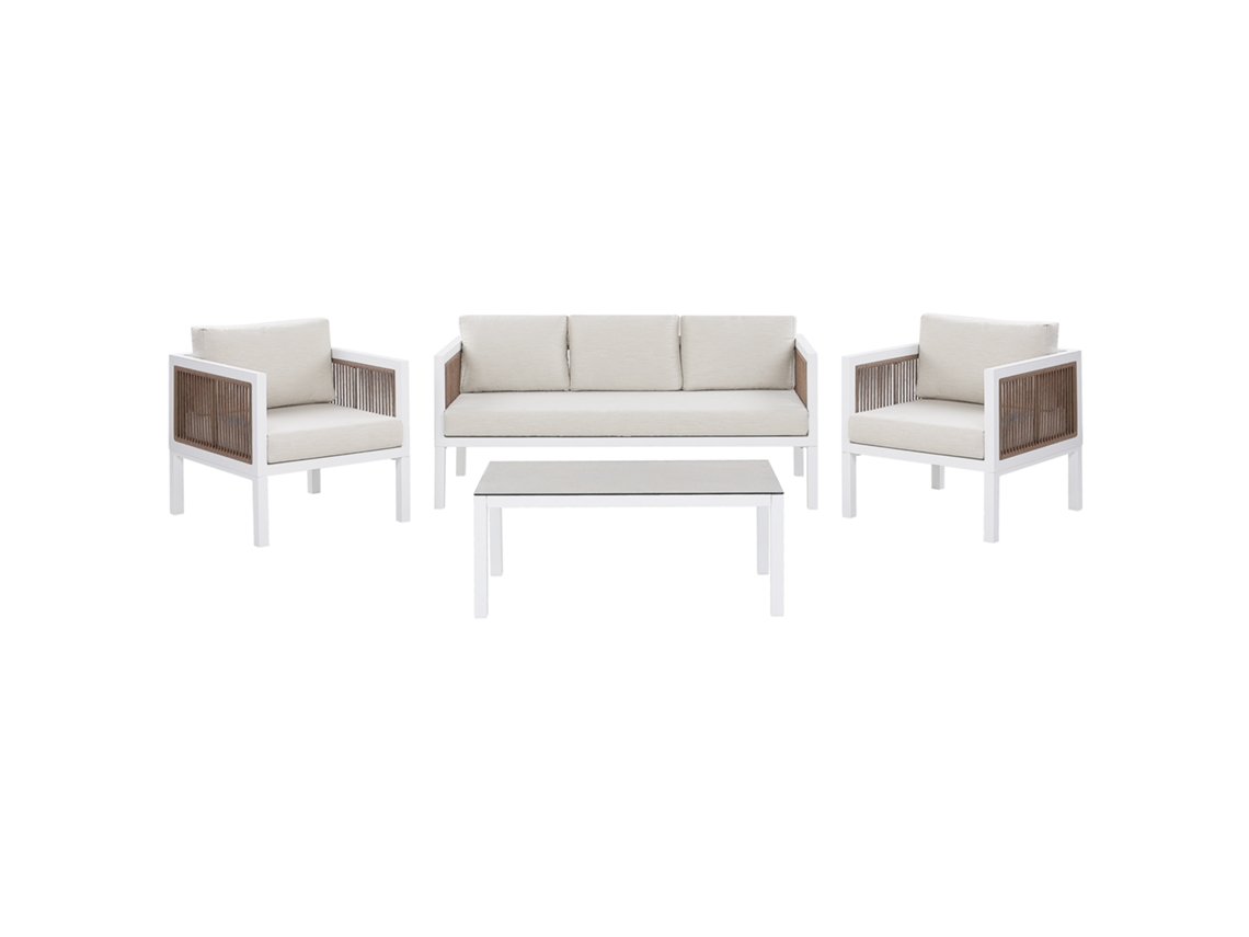 Conjunto de jardín 5 plazas de metal blanco/marrón/beige BELIANI Borello