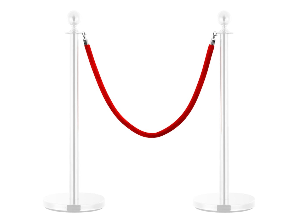 Cuerda Para Poste De Control De Masas Terciopelo Rojo Plateado