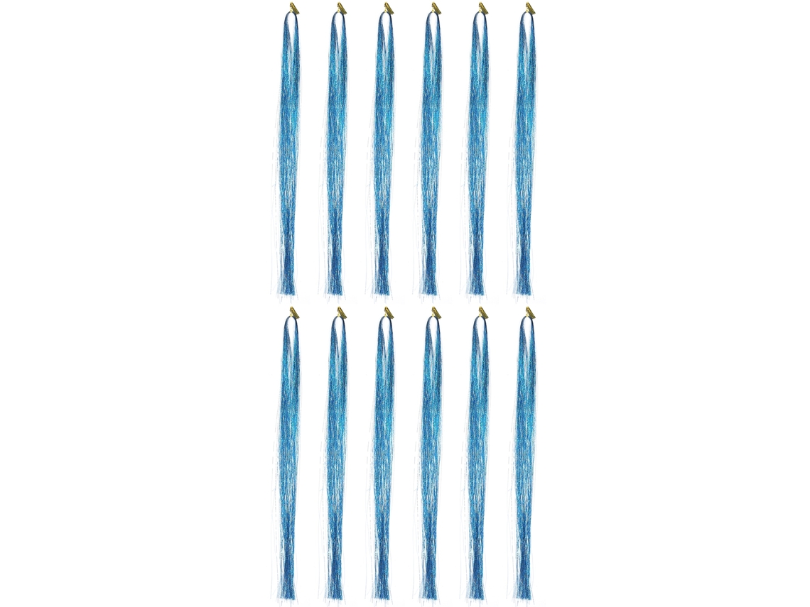 2026-extensão De Cabelo Dreadlocks Colorida Com Brilho E Fio De Tinsel Azul
