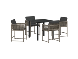 Conjunto de comedor de jardín Vidaxl de 5 piezas con cojines en mimbre polimérico gris