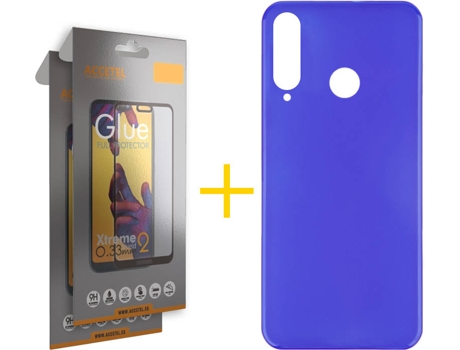Kit Funda + 2 Protectores de Pantalla Huawei Y6P ACCETEL Full Liso (Azul)