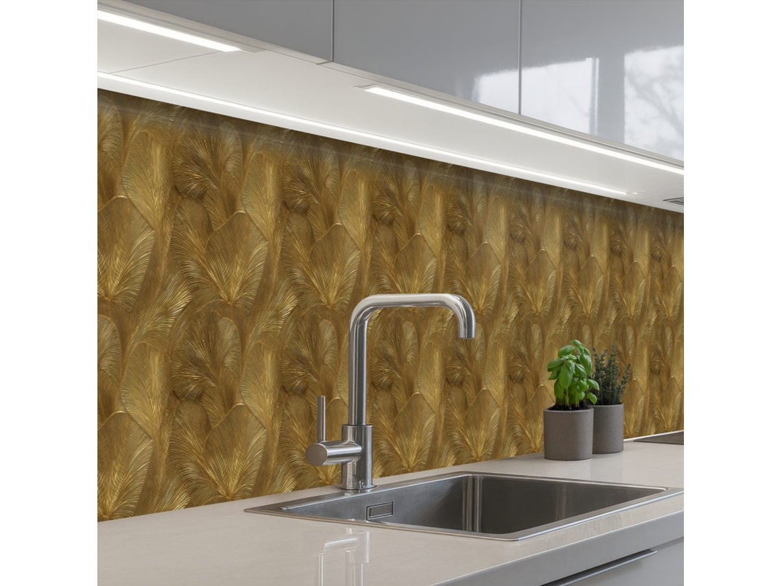 Salpicaderos De Cocina Ecológico - Líneas - Oro 500x60 Cm