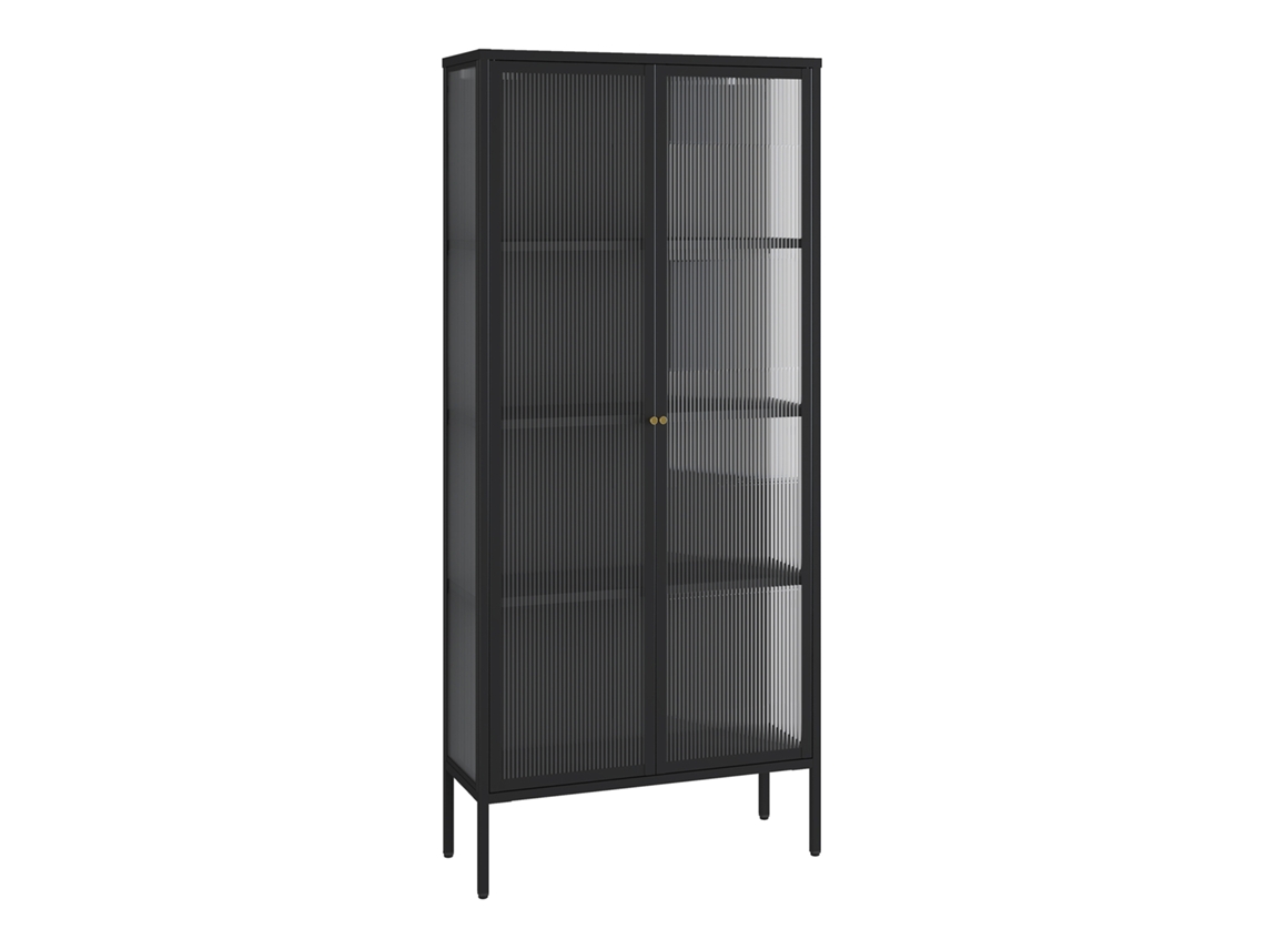Vitrina Vinterhavn con 2 puertas 180x80x35 cm Acero negro [EN.CASA]