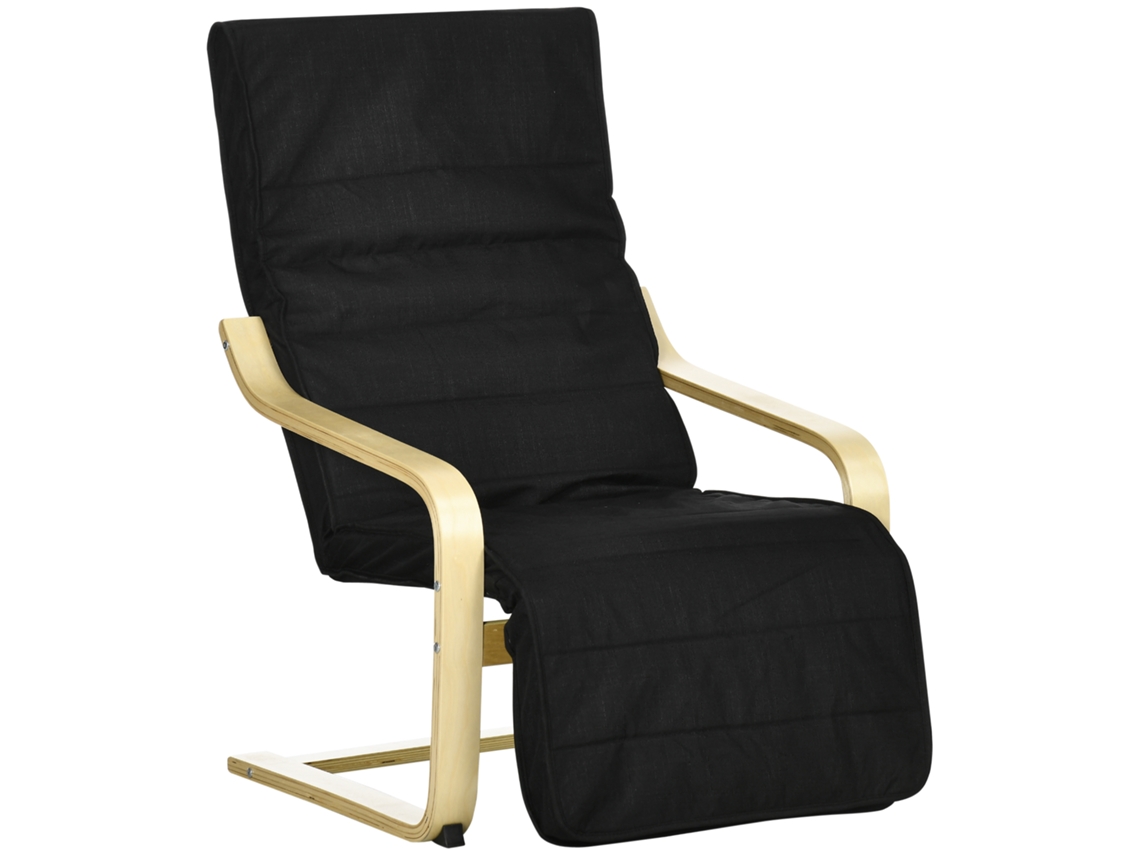 Sillón Relax Comfort con Reposapiés Ajustable y Extraíble, 94 x 66,5 x 100 cm, Madera Maciza Roja