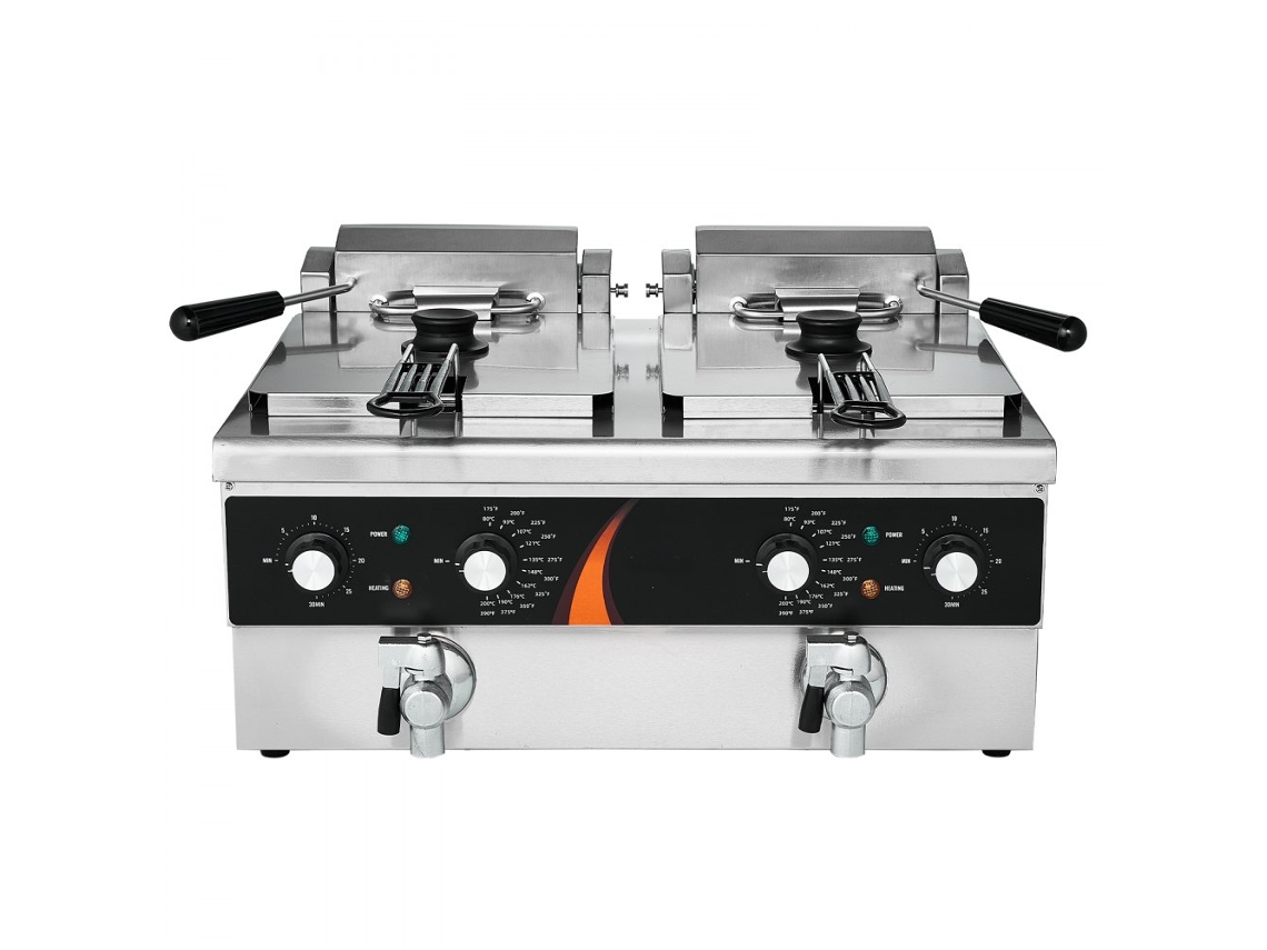 Freidora Profesional Doble de Acero Inoxidable con 2 Cestas y Control de Temperatura Tekmaquinas