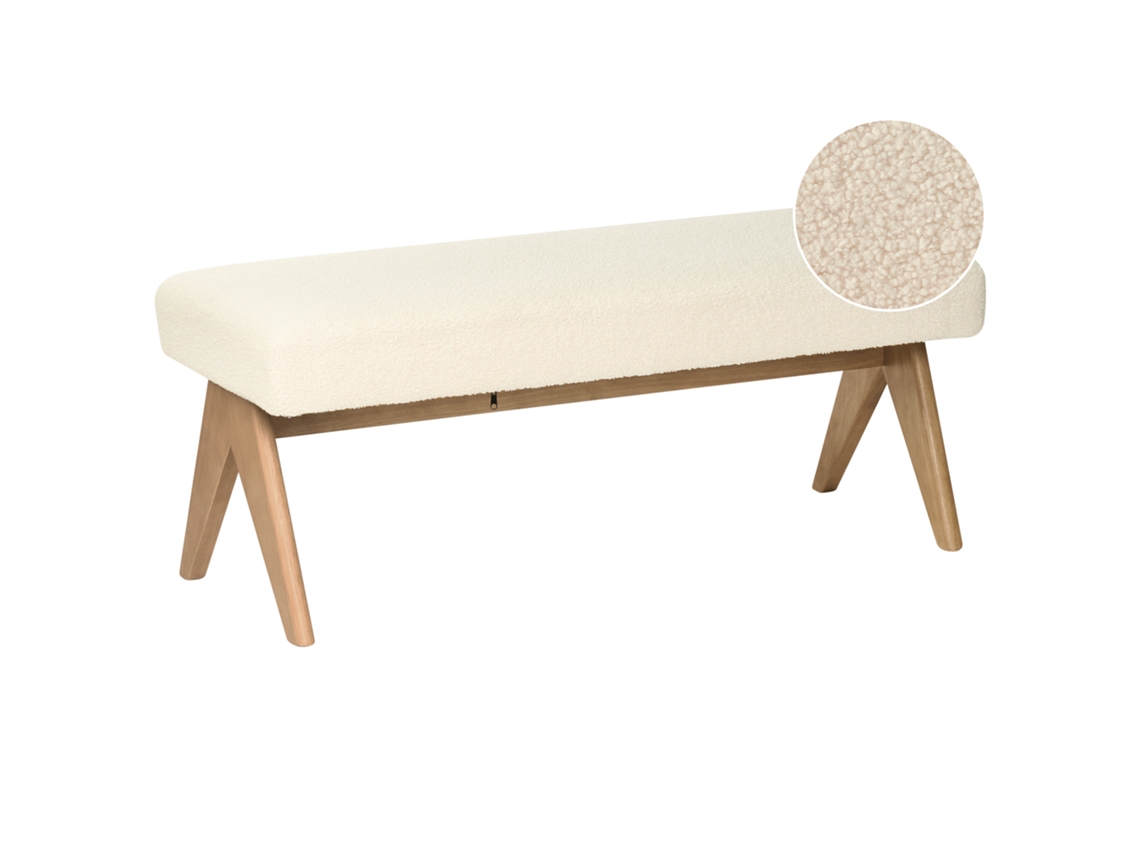 Banco de cama Beliani Tamre De Bouclé blanco 118x46x48