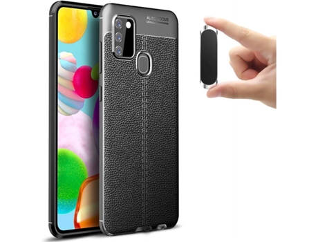 Carcasa y Soporte Samsung A21S Rugged Leather Negro