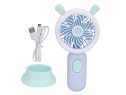 Ventilador Portátil Usb Recargable 3 Niveles Con Luz Antideslizante Para Exterior Azul