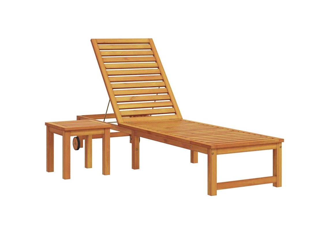 Tumbona Marrón 202 X 53 X 89 Cm Madera De Acacia Sólida