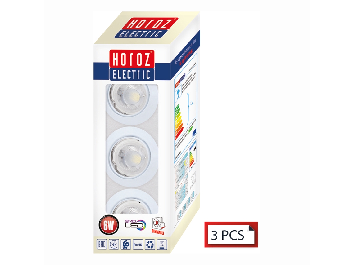 Kit 3 Matt Spots con Chrome Chrome Gu10 6w ajustable Dimmable HOROZ ELECTRIC
