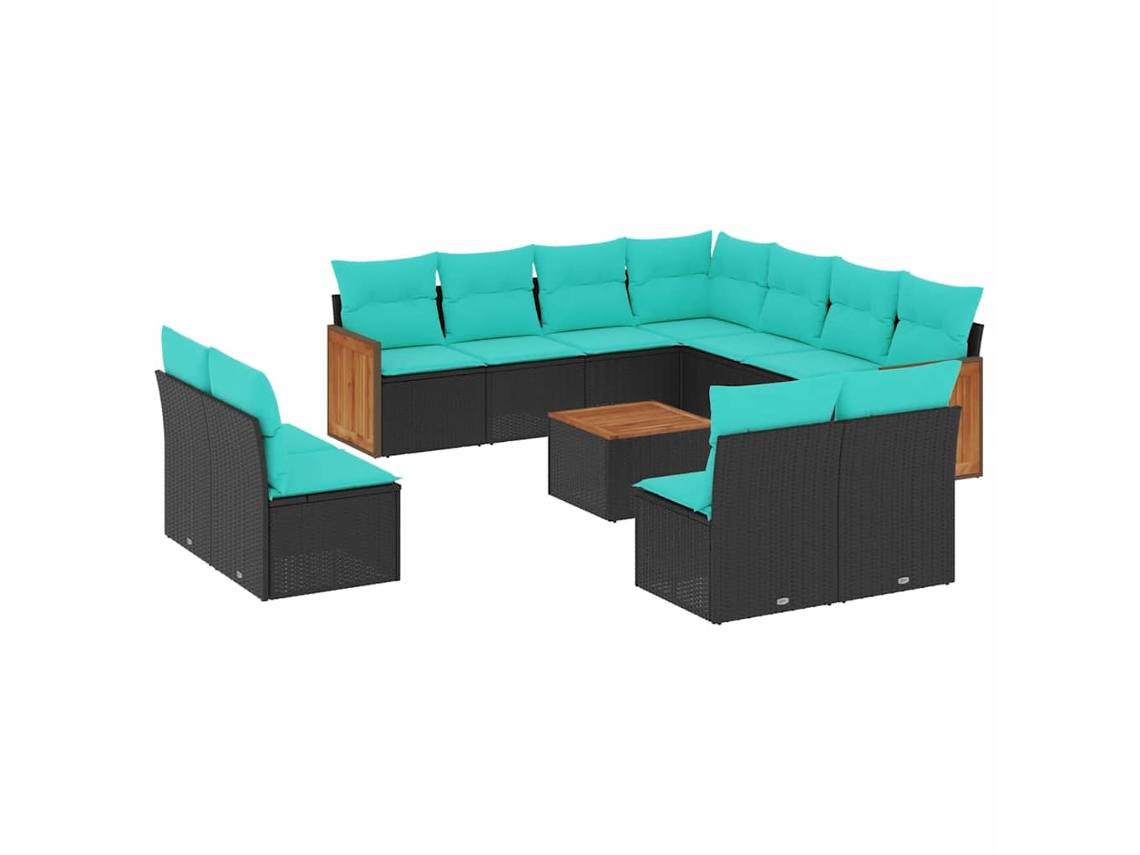 Maison Exclusive - Conjunto De Sofá De Jardín De 12 Piezas Con Cojines, De Poliratán Negro