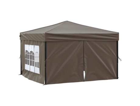 vidaXL Carpa de fiesta plegable con paredes laterales gris taupe 3x3 m