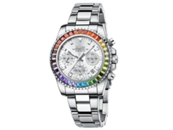 Reloj De Pulsera De Cuarzo Con Correa De Acero Inoxidable, Diamantes Y 6 Manecillas, Estilo Moderno Para Mujer (plateado Y Blanco).
