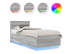 Maison Exclusive - Estructura De Cama Con Tiras Led Gris Sonoma 100 X 200 Cm