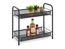 Suporte Para Especiarias Relaxdays, 2 Níveis, Prateleira De Mesa Para Cozinha E Casa De Banho, Metal, Preto