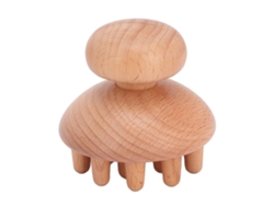 Massageador portátil manual em formato de cogumelo de madeira, modelo 2026, para cabeça, cintura, abdômen e coxas - Estimula a circulação e limpa os meridianos.