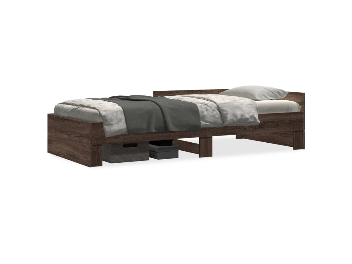 Maison Exclusive - Estructura De Cama Sin Colchón Madera Marrón Roble 100x200 Cm