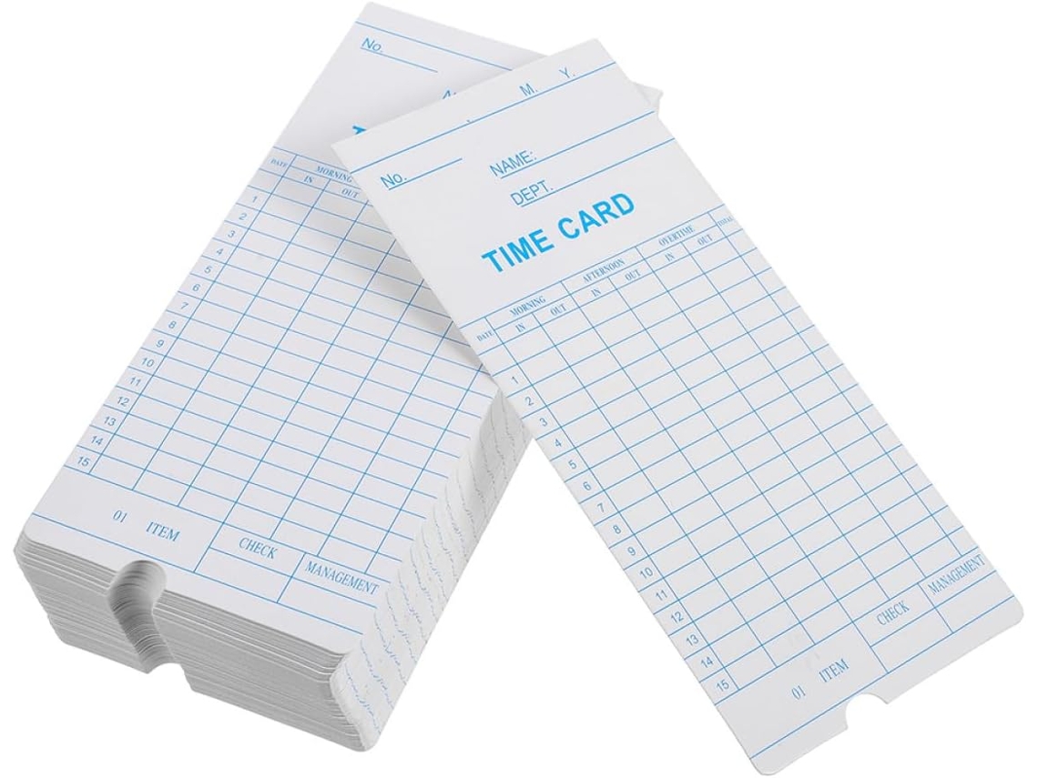 Tarjetas de control horario en papel, 2 paquetes de 100 tarjetas CHABERLU