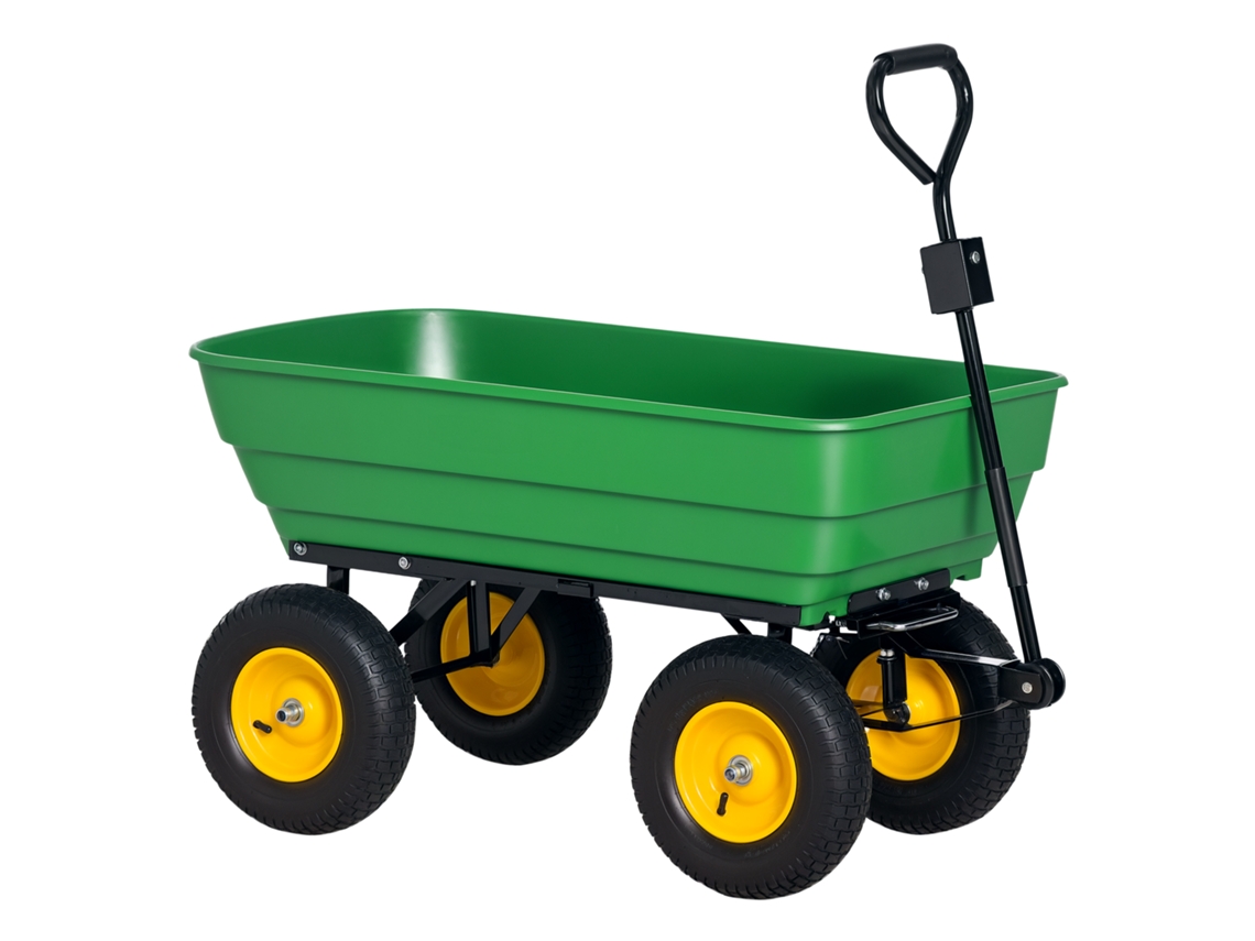 Carro Jardín 125l Acero Pp Bandeja Basculante 118x58x102 Verde