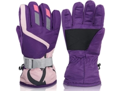 2026-guantes De Esquí Para Niños Niñas 4-6 Años Invierno Cálidos Impermeables Anti Viento Morados