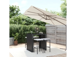 Set de bar de jardín de 5 piezas con cojines de mimbre negro
