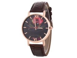 Reloj De Pulsera Unisex Con Correa De Cuero Pu Moda Quartz Hombre Mujer Café