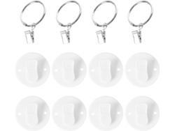Juego de 8 ganchos de pared blancos y 4 soportes para cortinas de ducha, ganchos sencillos, Vayotoy
