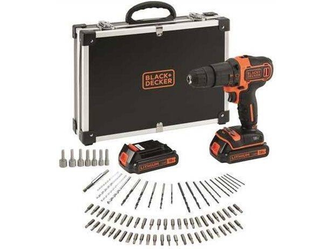 Black+decker Bdchd18bafc Taladro con 80 accesorios 2 baterías 1.5ah y decker bdchd18bafcqw 18v