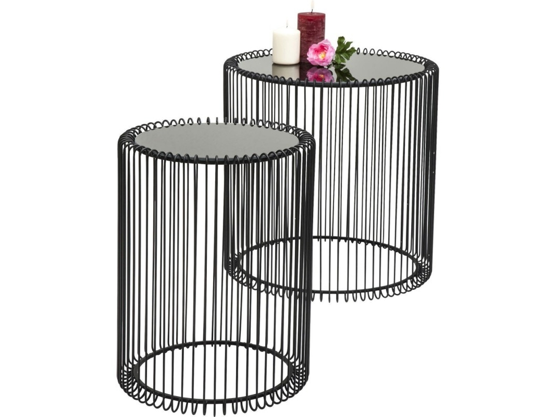 Mesa Auxiliar Wire Negro Juego2 Ø 44 cm