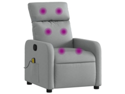 Sillón reclinable de masaje de tela VIDAXL gris claro