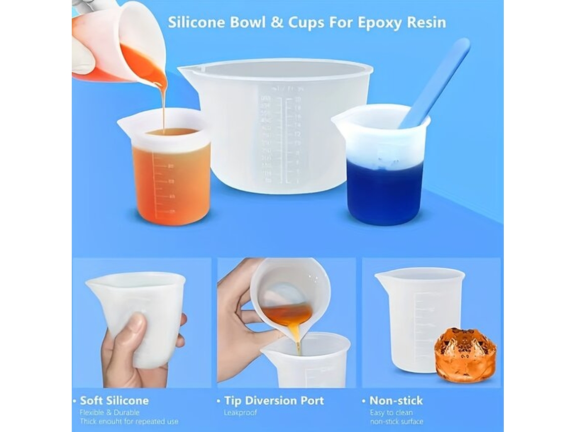 Vasos medidores de silicona Vayotoy para mezclar resina