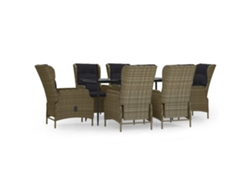 VIDAXL Juego De Comedor De Jardín 7 Piezas Ratán Sintético Marrón