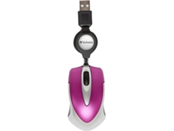Ratón Mini VERBATIM Go Travel (Cable USB - Óptico - 1000 dpi - Rosa)