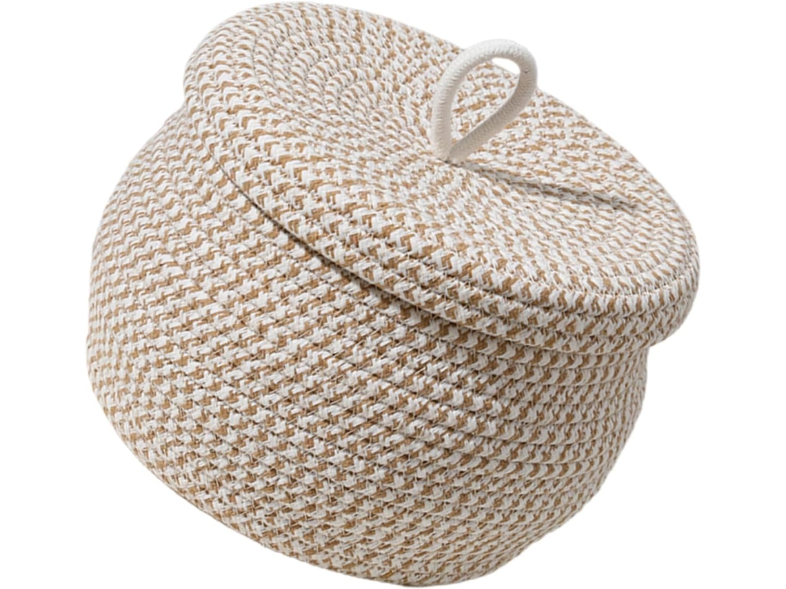 Cesta de cuerda para guardar papel higiénico, cesta para bebé, cesta de tela con tapa, cesta para papel higiénico, cesta pequeña