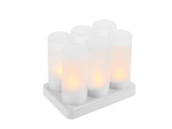 Velas Led Recargables Sin Llama Con Luz Amarilla Parpadeante Y Base De Carga.
