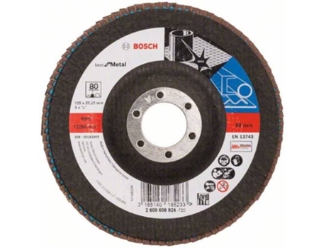 Disco de Lija BOSCH en Lamelas X571 - Best para Metal D= 125 mm; G= 80 - Acodado