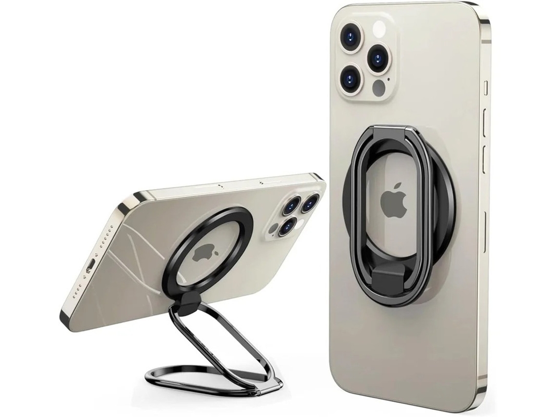 Soporte De Anillo Magsafe Con Agarre Extraíble Y Carga Inalámbrica Para Apple Yizhood Magnético Con Soporte De Anillo Negro
