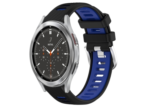 Correa Smartwatch para Samsung Galaxy Watch4 Classic 46mm 20mm Silicona Deportiva con Hebilla de Acero Bicolor (Negro + Azul)