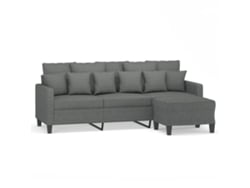 Maison Exclusive - Sofá De 3 Plazas Con Taburete De Tela Gris Oscuro 180 Cm