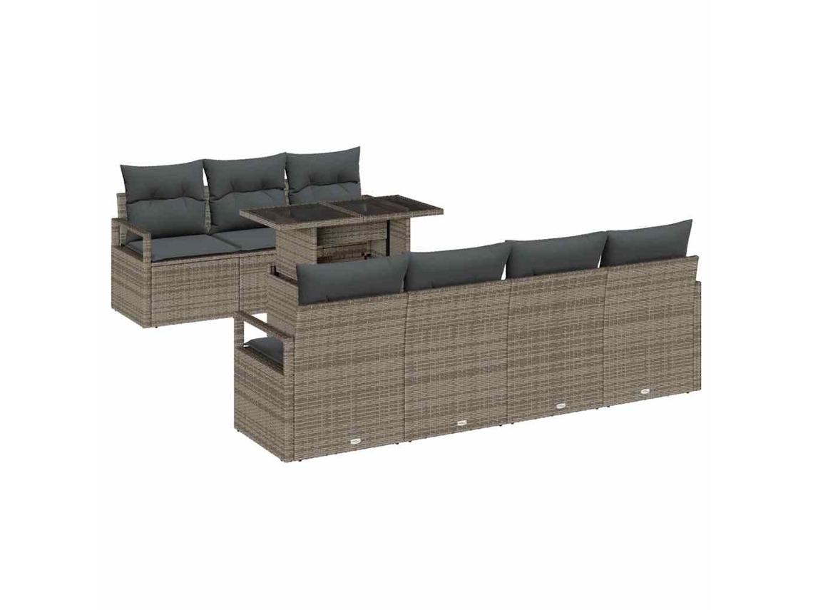 Maison Exclusive - Conjunto De Sofá De Jardín 8 Pcs Gris Ratán Sintético