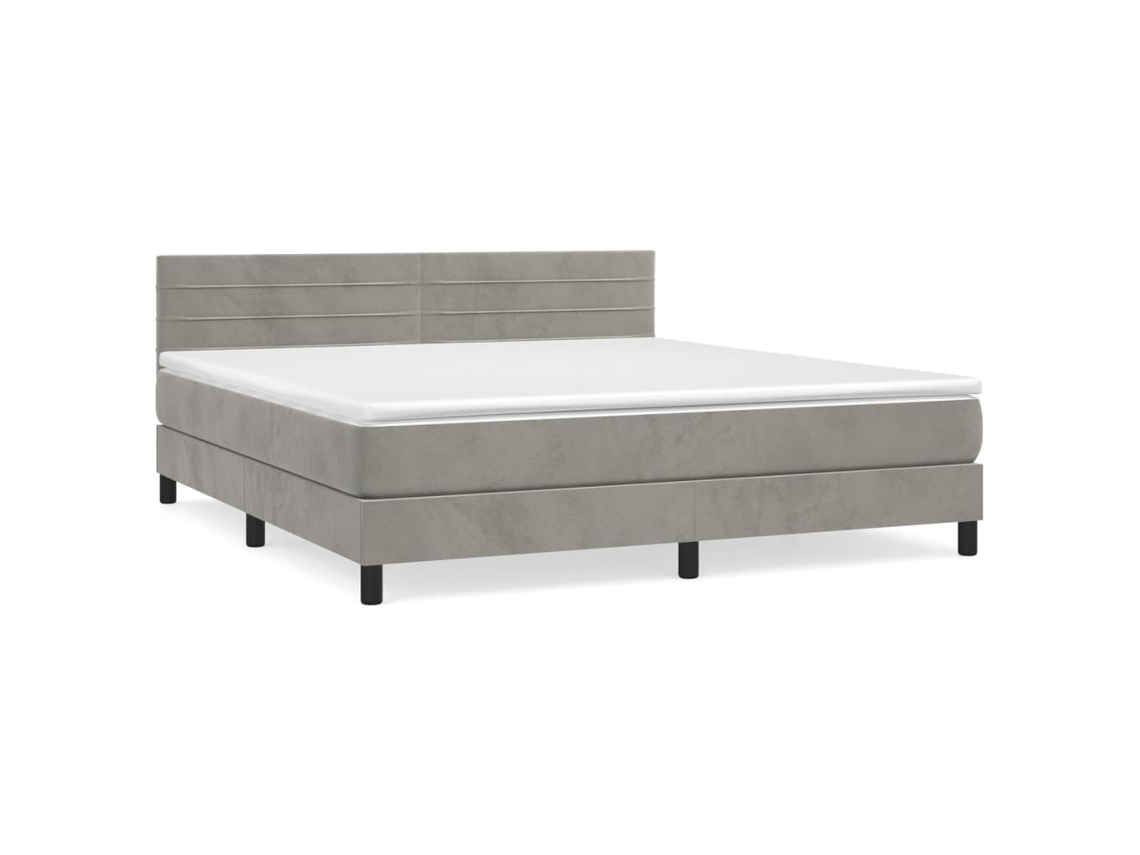 Maison Exclusive - Cama Box Spring Con Colchón Terciopelo Gris Claro 180x200 Cm