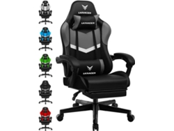 LUCKRACER Silla Gaming con reposapiés, Silla de Oficina Ergonómica con cojín lumbar ajustable y almohada,capacidad de 150 kg Gris