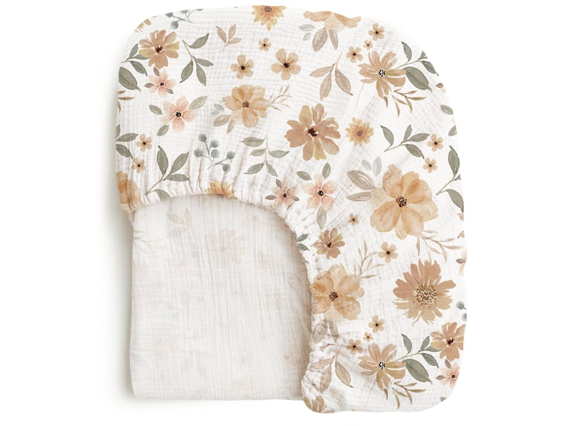 Lençóis De Berço, Protetor De Colchão Em Fibra Elástica Macia E Respirável (96x61cm - Flor Grande) Spqment