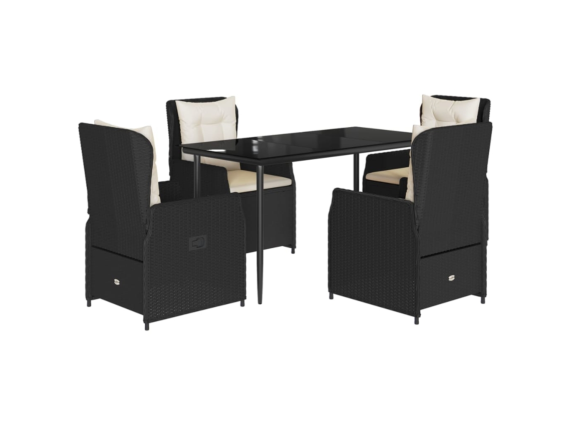 Maison Exclusive - Set De Muebles Jardín 5 Pzas Con Cojines Ratán Sintético Negro