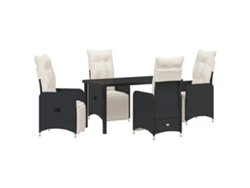 Maison Exclusive - Conjunto De Comedor De Jardín 5 Pcs Negro Ratán Sintético