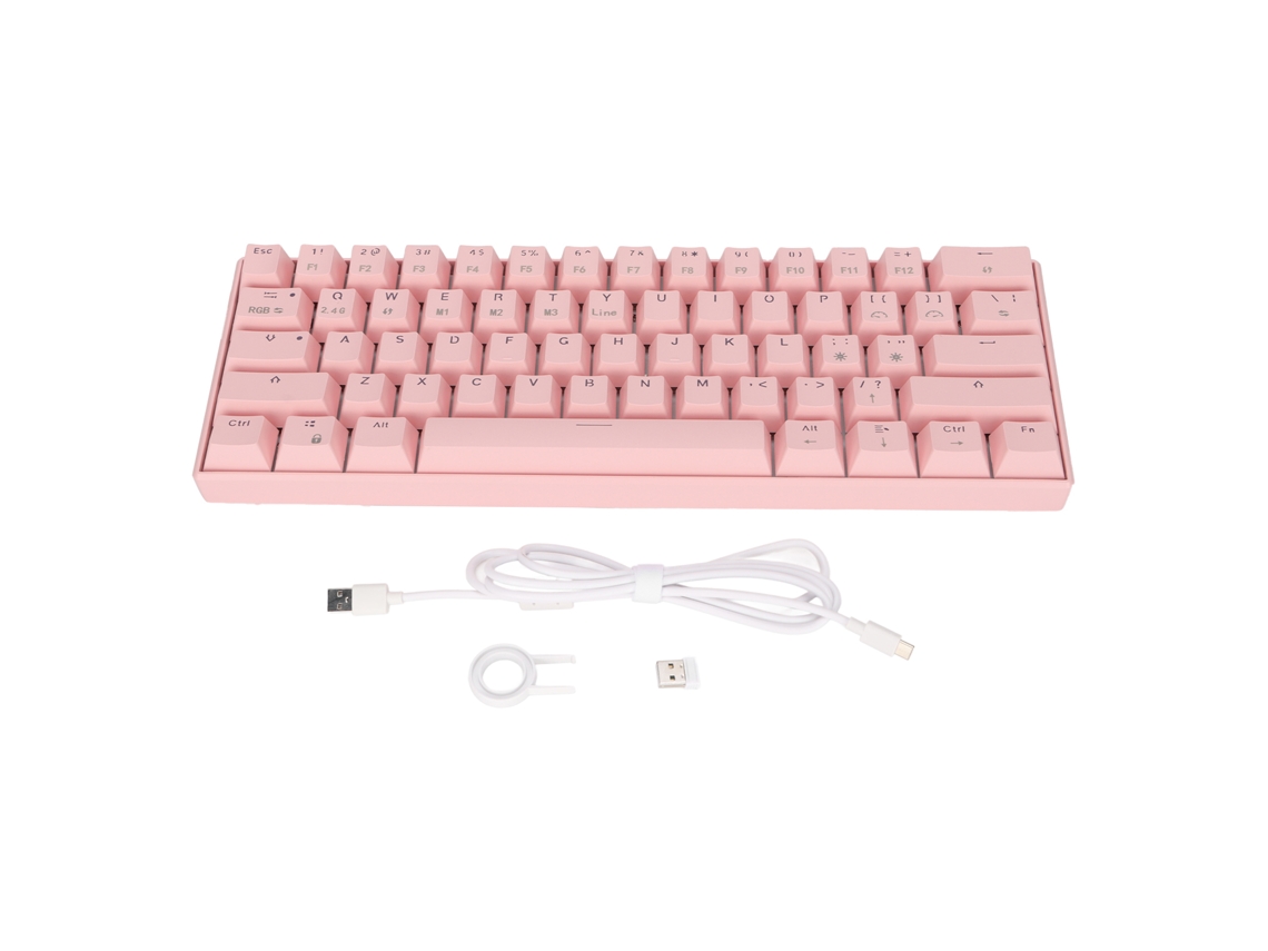 Teclado Mecânico Gamer 61 Teclas Rgb Sem Fio Com Fio Design Ergonômico Bateria 1800mah Eixo Preto
