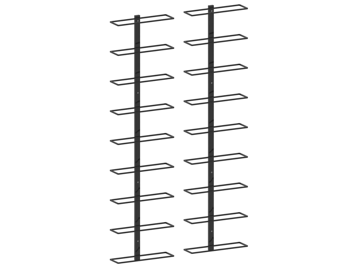Botellero de pared para 18 botellas, 2 unidades, hierro negro, DKD HOME DECOR