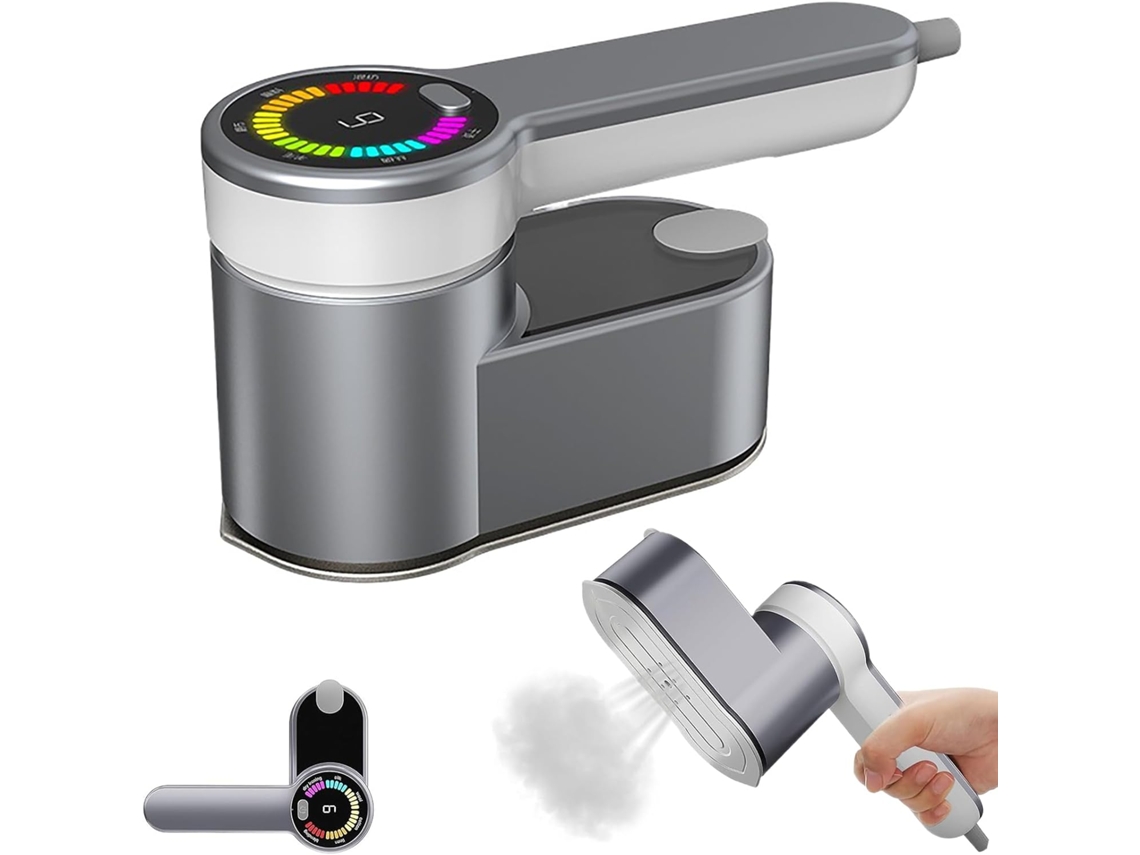 Plancha de vapor portátil HB 609 para ropa, quitaarrugas manual para viajes, se calienta rápidamente, ideal para el hogar y viajes. Gris Sfushos