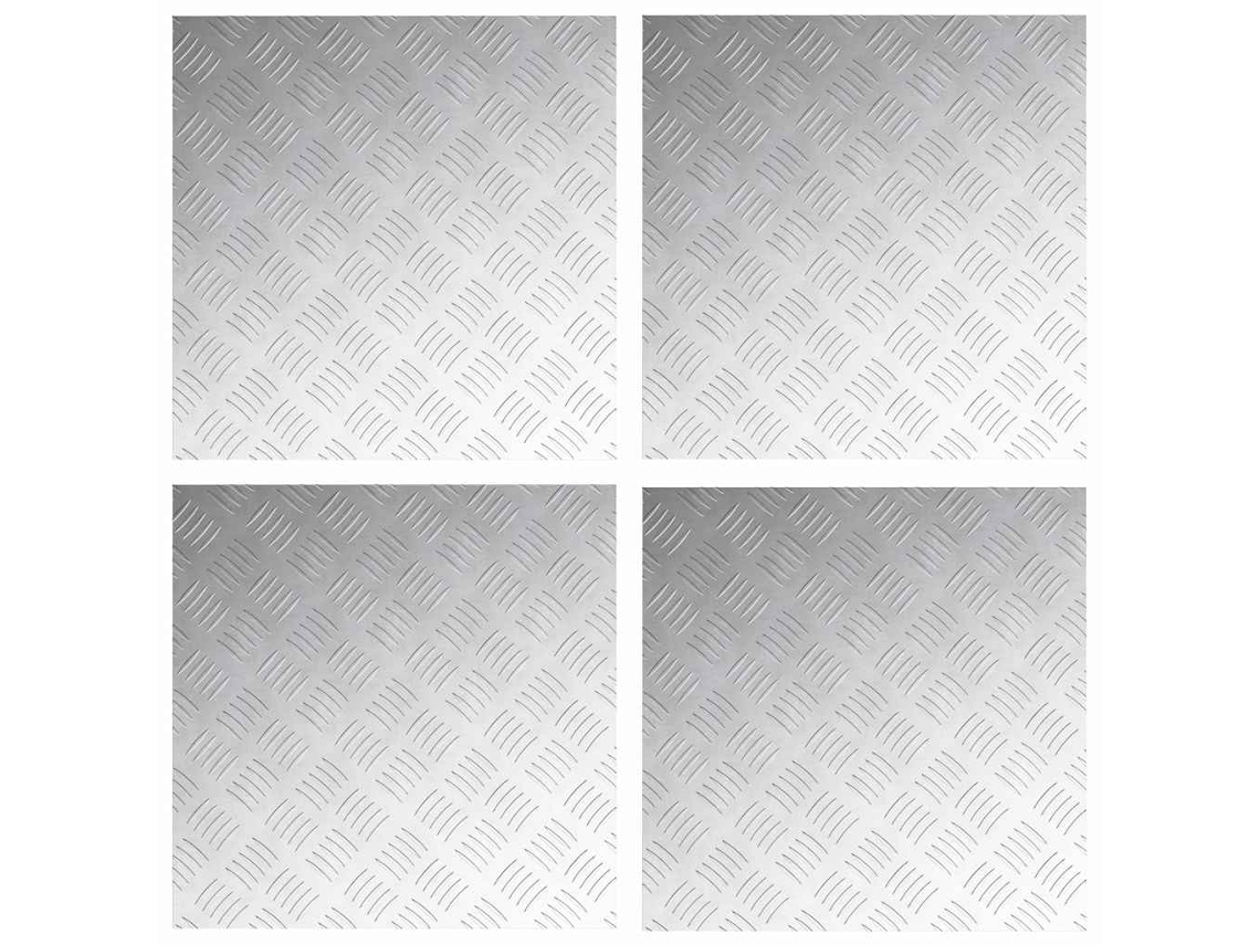 Taburete cuadrado 4 piezas Plata 50 x 50 cm Aluminio MAISON EXCLUSIVE