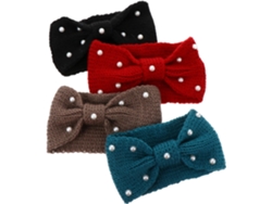 Diademax Tricotés A Nœud Perlé 4 Pcs Taille Unique Diadema Chaud Pour Mujers Hiver Sport Extérieur